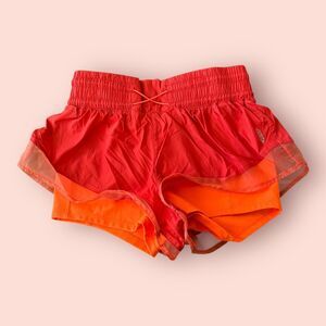 Free People Movement Athletic Shorts Womens XS Red Orange Lined Mesh High Waist